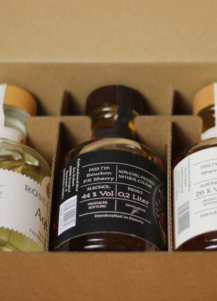 Rum „La Muerta“, Whisky Likör Butterscotch & Rose Valley Aquavit - Geschenkbox